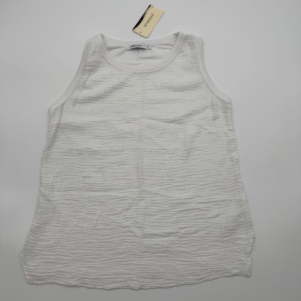 Red Haute White Gauze Knit Crew‎ Tank Top Evereve Small NWT